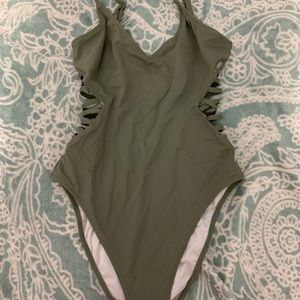 PINK army green one piece swimsuit!
